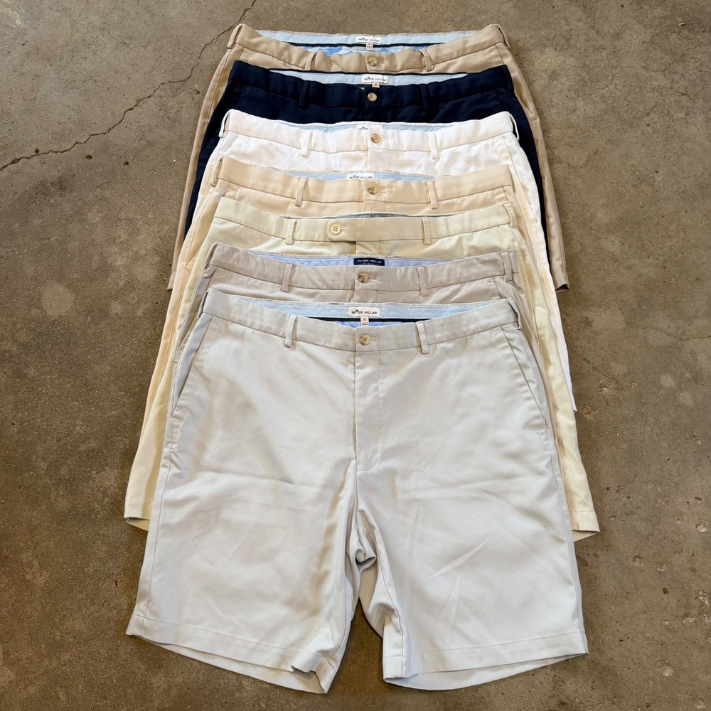 LOT OF 7 Peter Millar Golf Shorts Men 38 Multicolor Performance Flat Front Golf